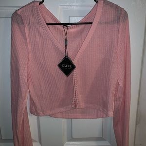 NEW Cropped & Buttoned V- Neck